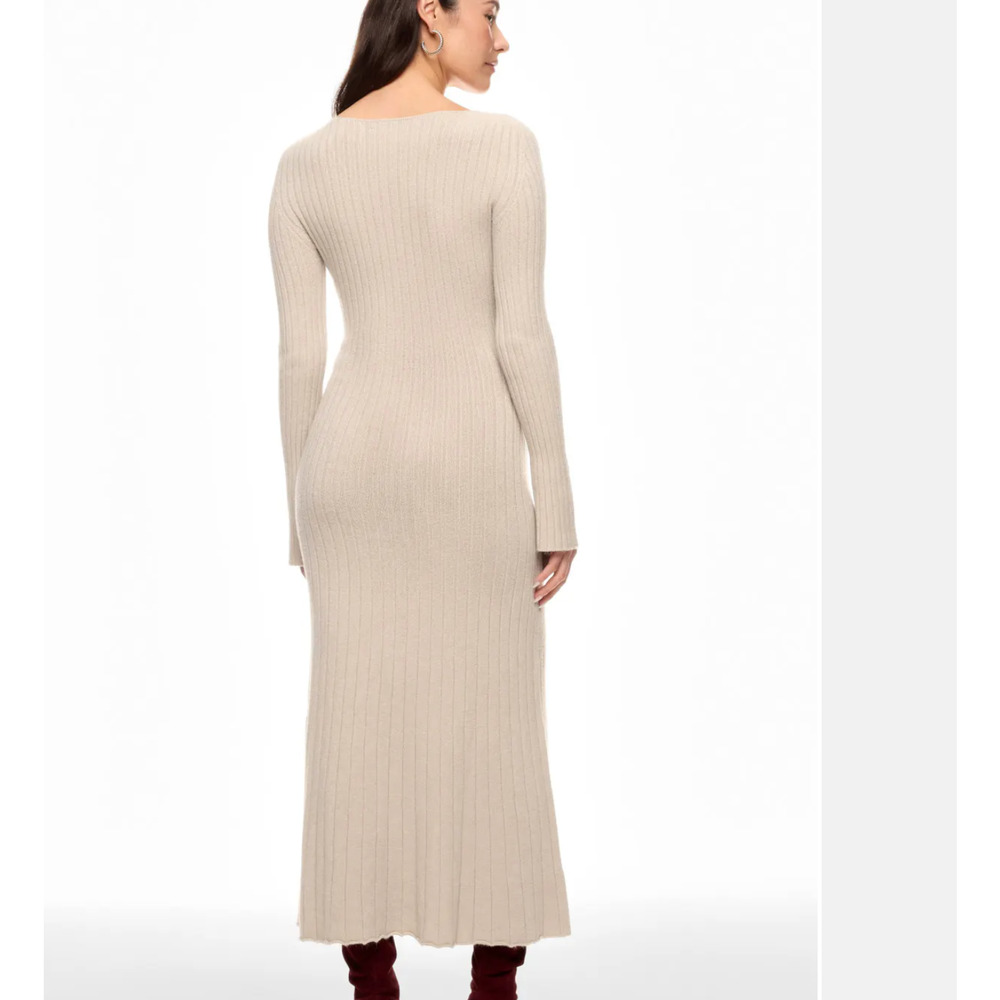 PIETRO BRUNELLI Maternity Beige Midi Sweater Dress MEDIUM Ribbed Italian $200 - Picture 4 of 9